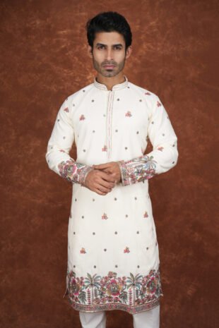 ivory garden embroidered wedding kurta