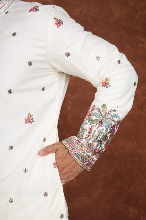 ivory garden embroidered wedding kurta