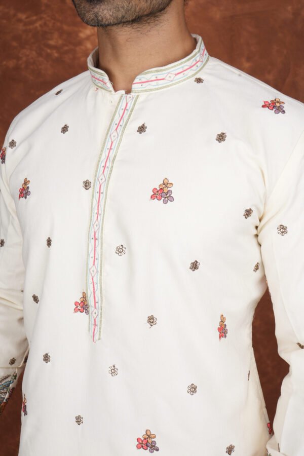ivory garden embroidered wedding kurta