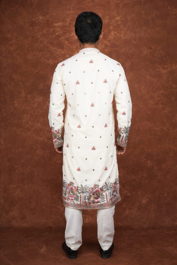 ivory garden embroidered wedding kurta
