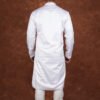 Men wearing white weave jacquard kurta with mandarin collar for wedding and festive wear