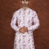 Men’s floral print pastel pink kurta – Tatvivah ethnic wear