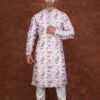 Men’s floral print pastel pink kurta – Tatvivah ethnic wear