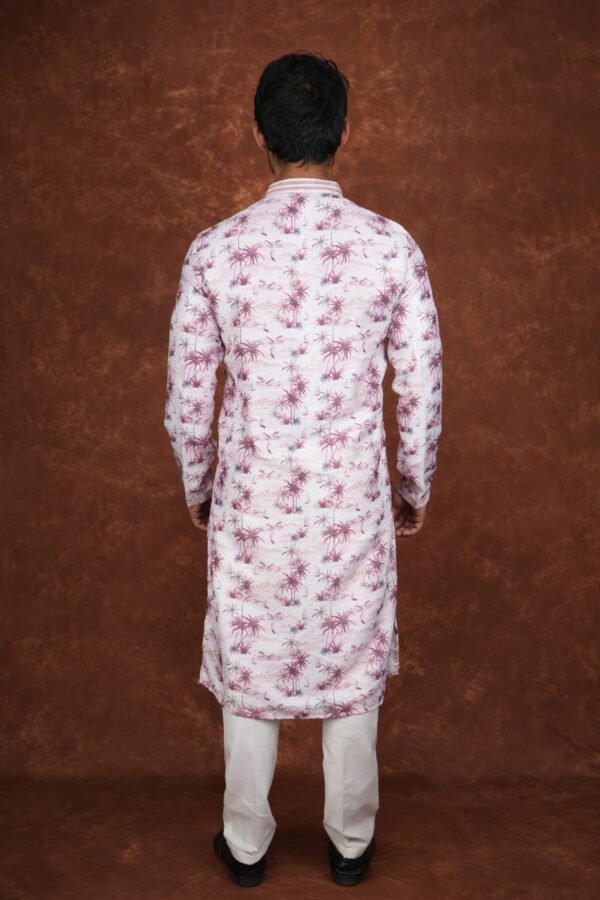 Men’s floral print pastel pink kurta – Tatvivah ethnic wear