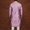 Men wearing royal weave jacquard kurta in mauve with mandarin collar for wedding and festive wear