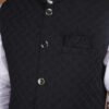 Men wearing black noir classic jacquard modi jacket with band collar for wedding and festive wear