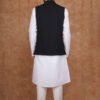 Men wearing black noir classic jacquard modi jacket with band collar for wedding and festive wear